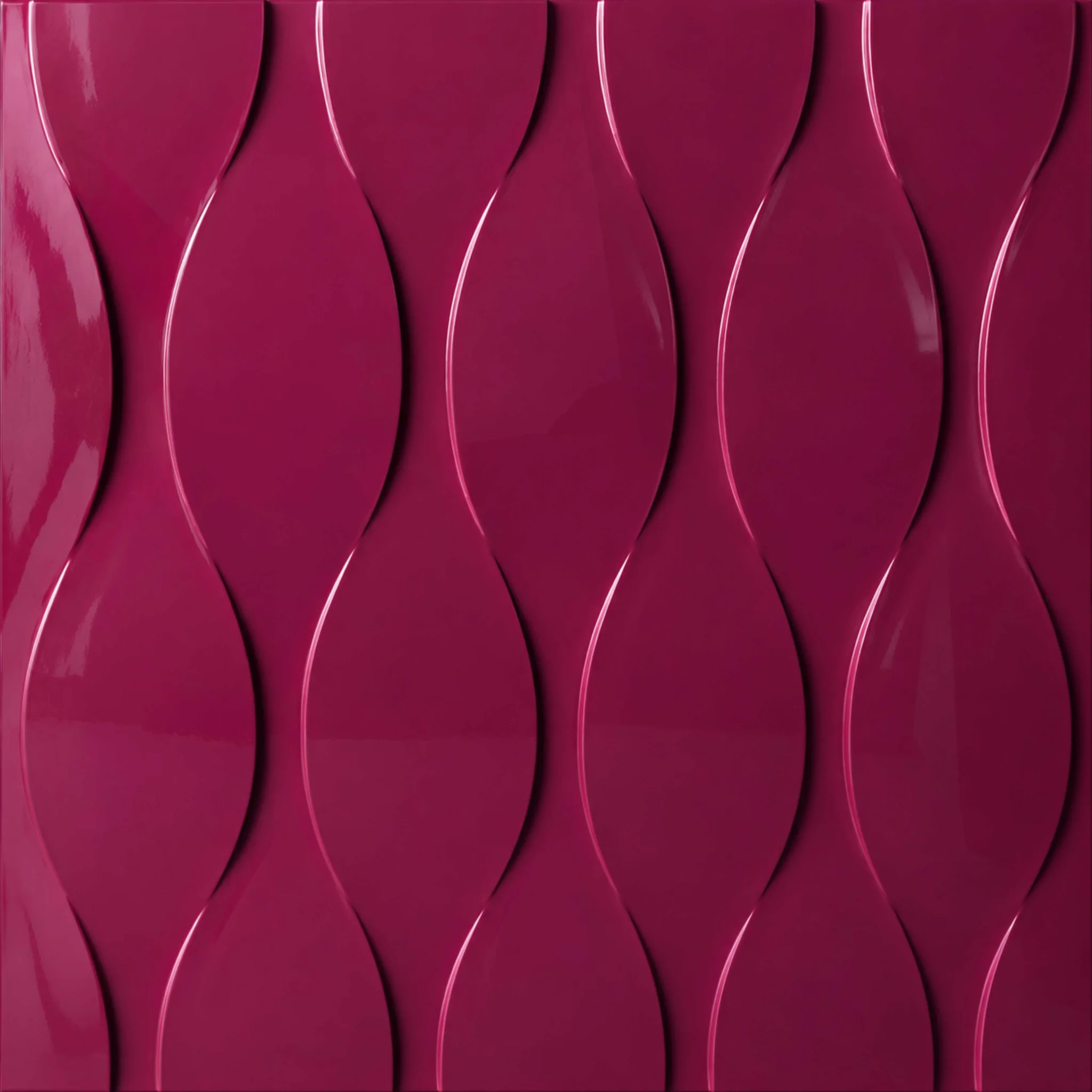 Glossy magenta sculptural tile surface